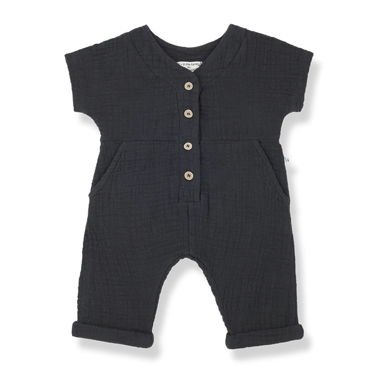 1+ In The Family - Muslin Romper - Anthracite