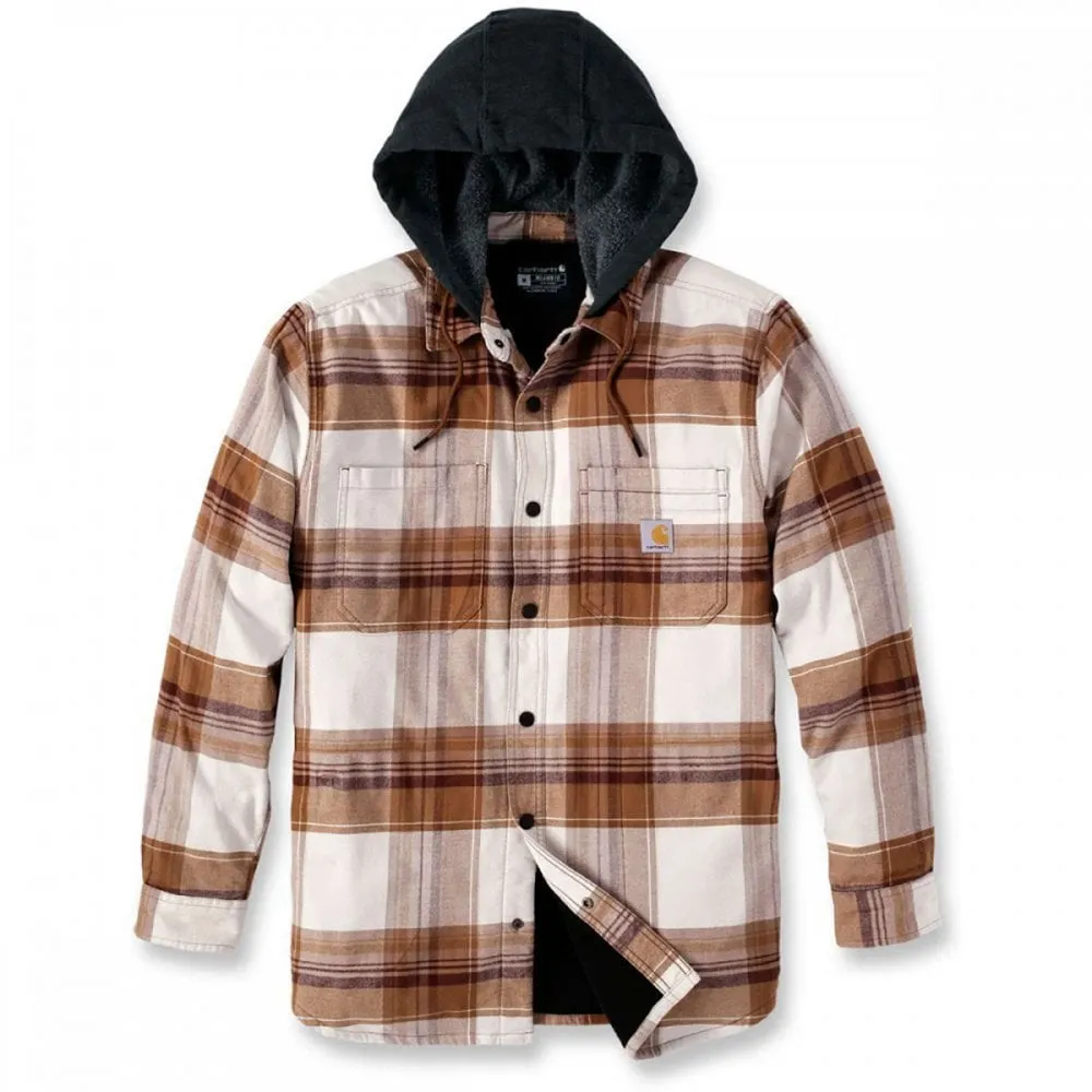 105938 Flannel Sherpa-Lined Hooded Shirt Jacket Carhartt Brown M *One Size Only - Outlet Store*