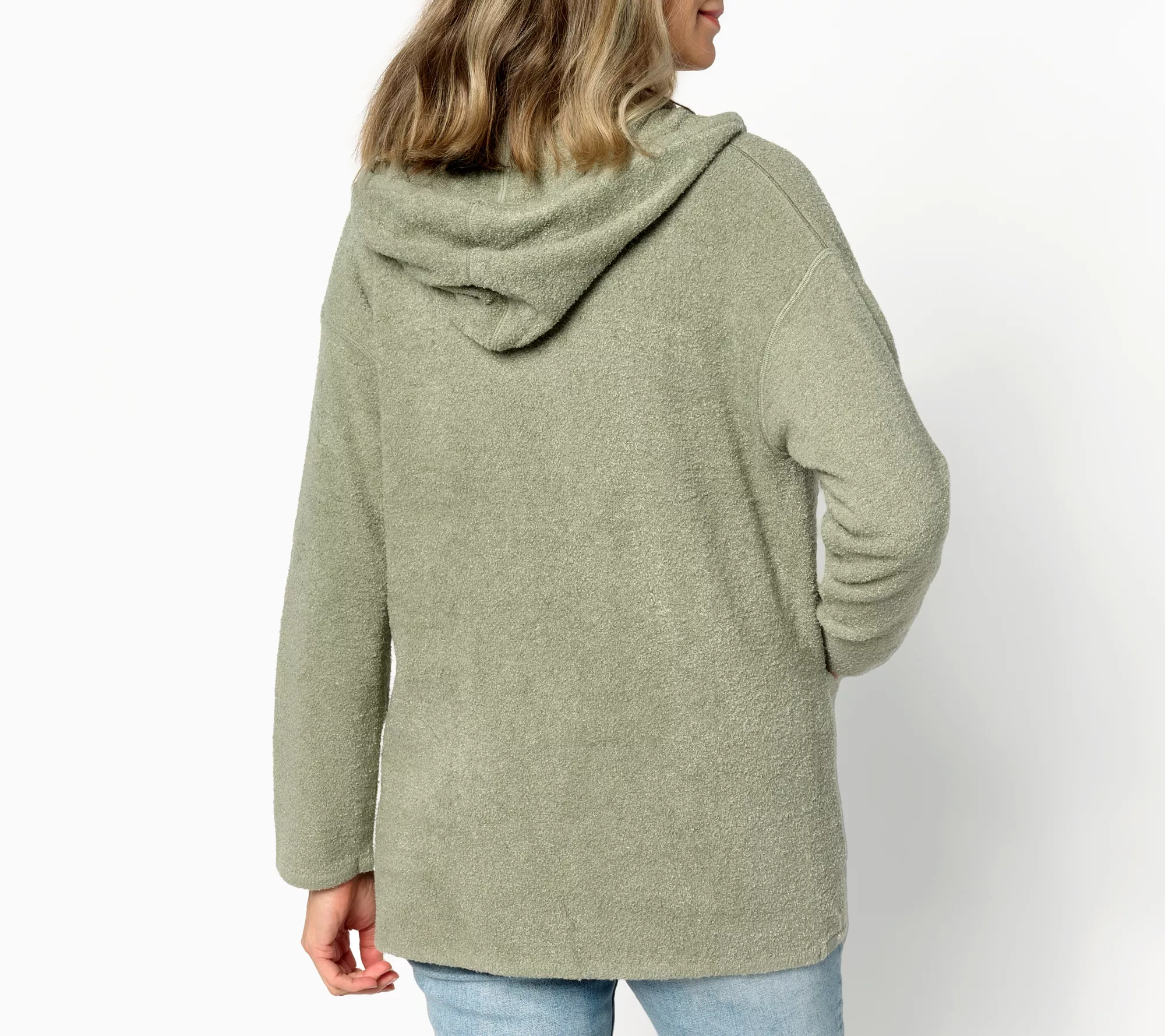 "As Is" Barefoot Dreams CozyChic Lite Curved Hem Hooded Jacket