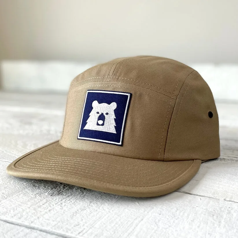 5 Panel Hat (Khaki with Framed Bear)