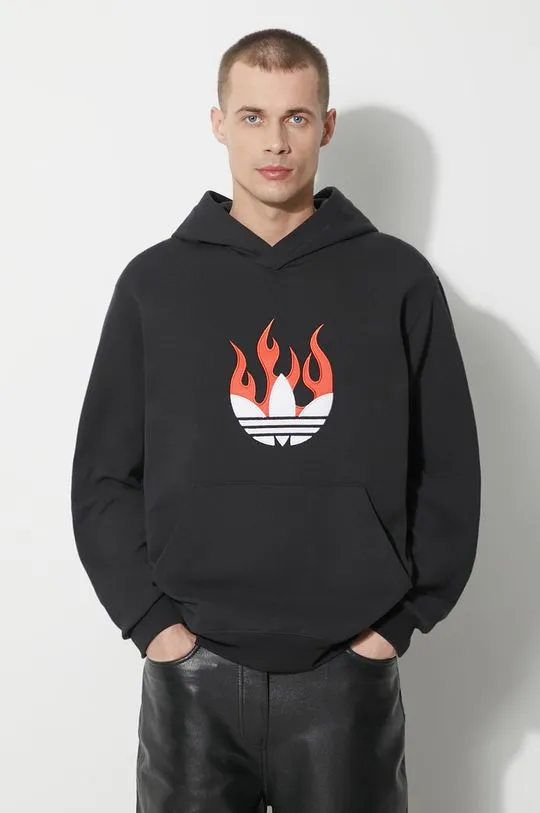 adidas Originals cotton sweatshirt men's black color hooded IS0208