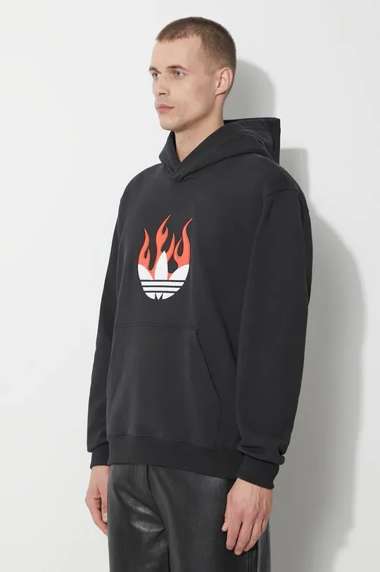 adidas Originals cotton sweatshirt men's black color hooded IS0208