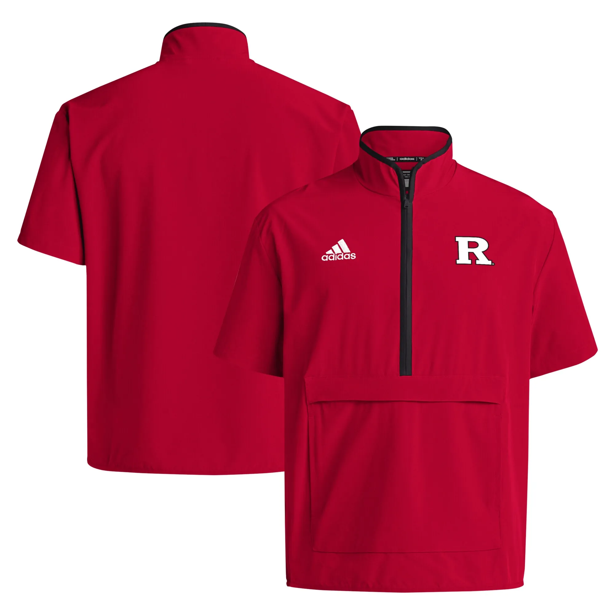 adidas Rutgers Scarlet Knights Scarlet 2024 Coaches Sideline Half-Zip Short Sleeve Jacket