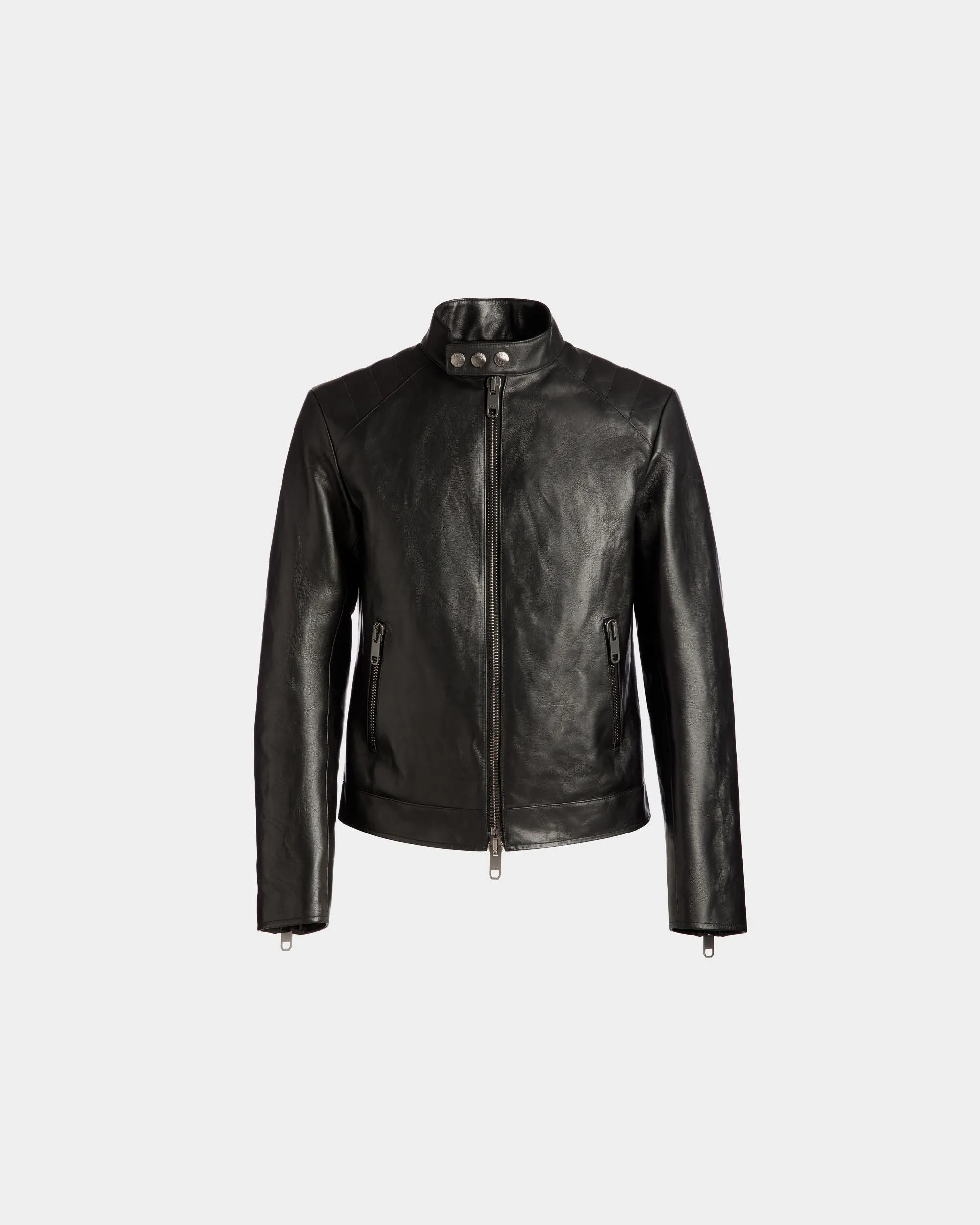 Adrien Brody Travel Collection Biker Jacket In Black Leather 