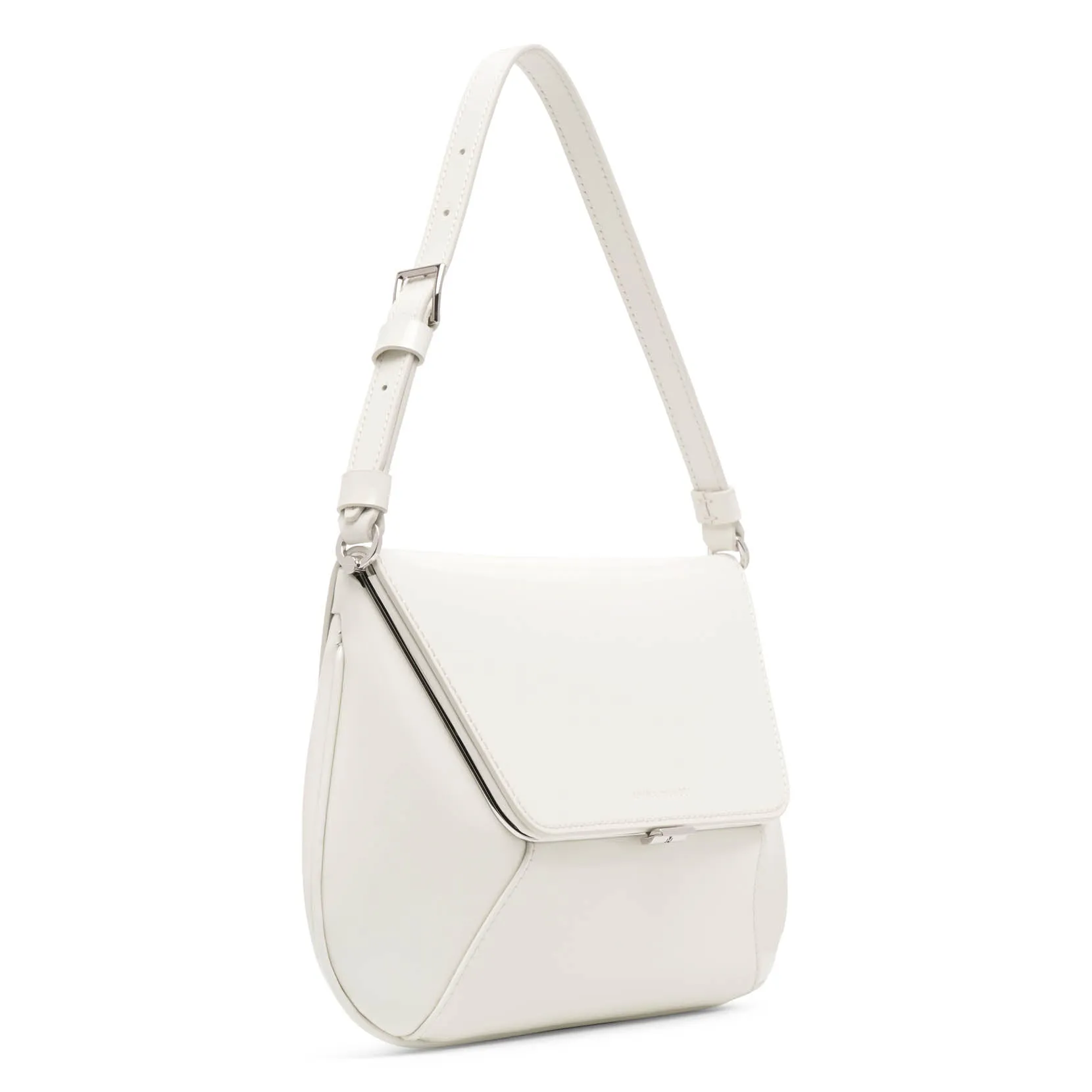 Amina Muaddi Ami Spazzolato white leather bag