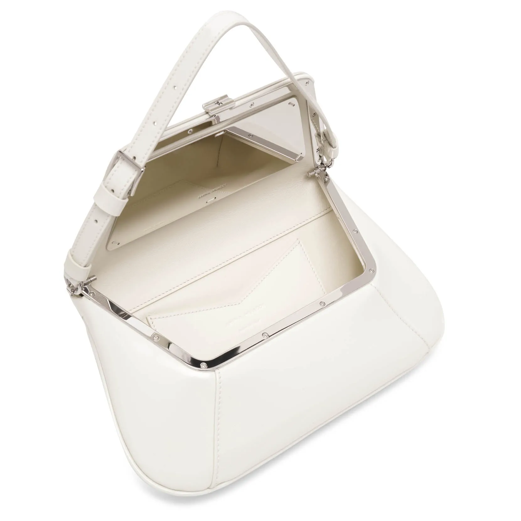 Amina Muaddi Ami Spazzolato white leather bag