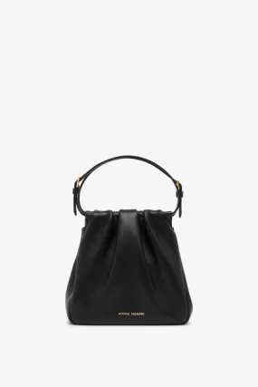 Amina Muaddi Vittoria black leather bag