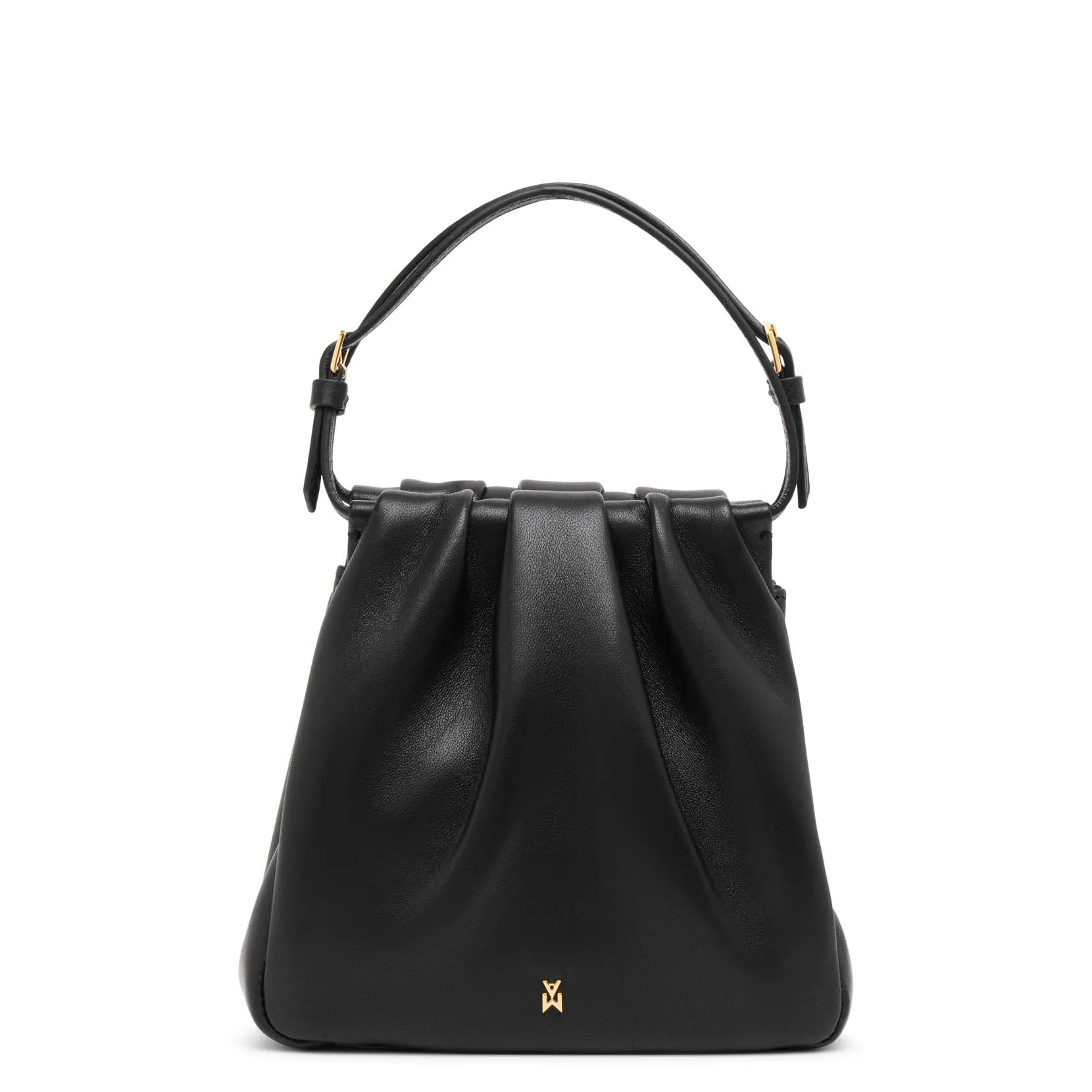 Amina Muaddi Vittoria black leather bag