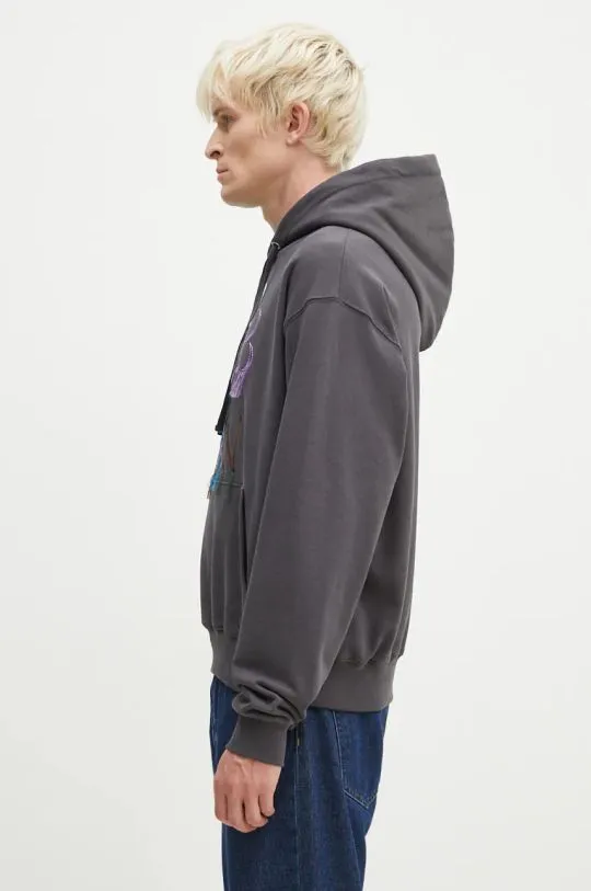 Andersson Bell cotton sweatshirt Milan Embroidery gray color hooded with an application atb1148u