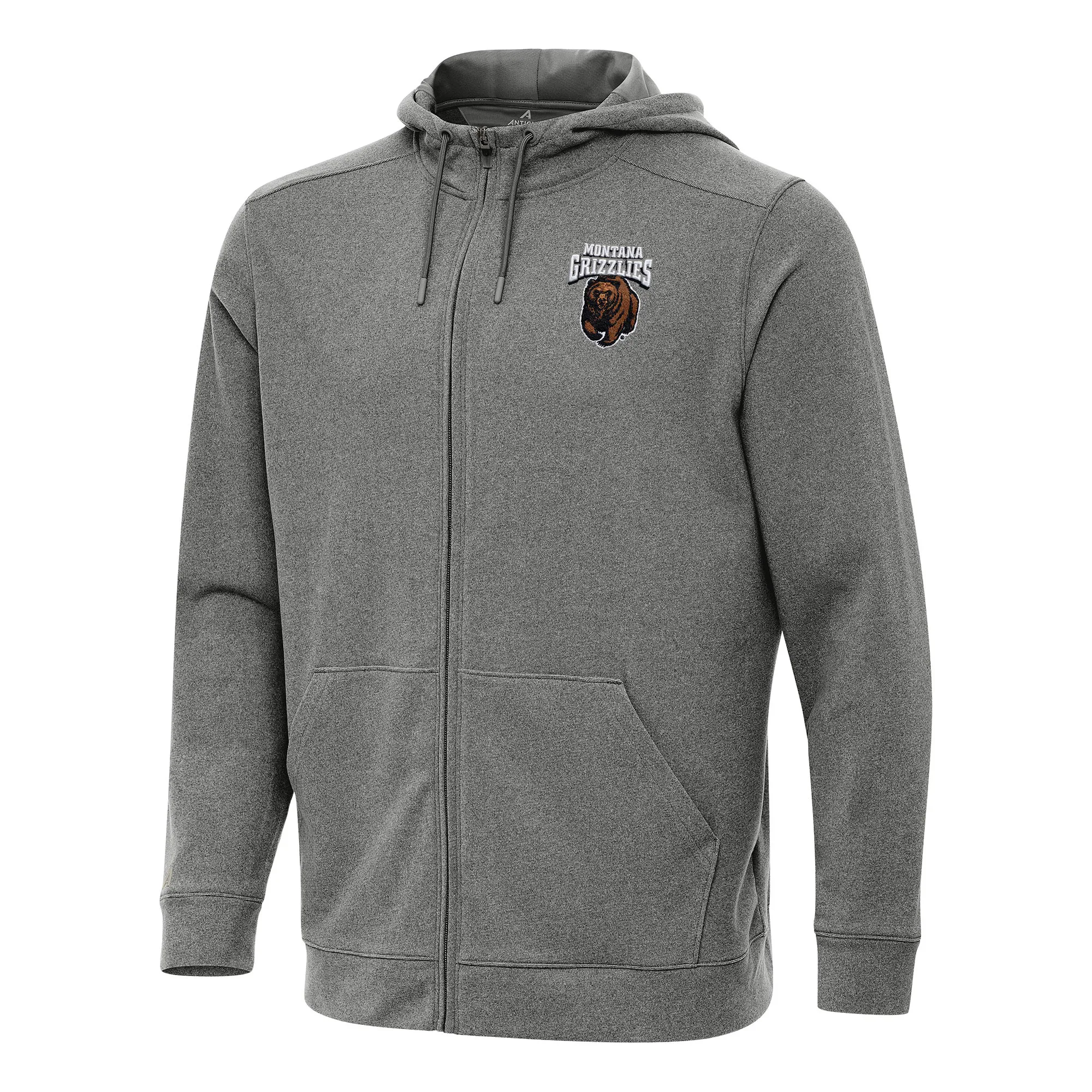 Antigua Montana Grizzlies Heather Charcoal Effortless Full-Zip Hoodie Jacket