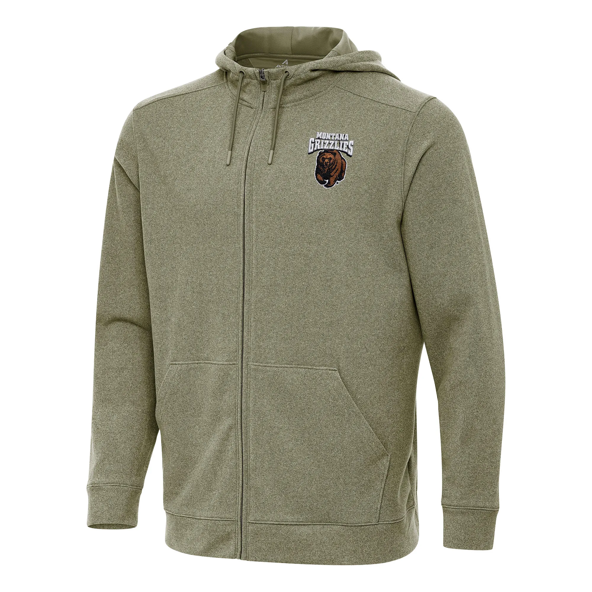 Antigua Montana Grizzlies Heather Olive Effortless Full-Zip Hoodie Jacket