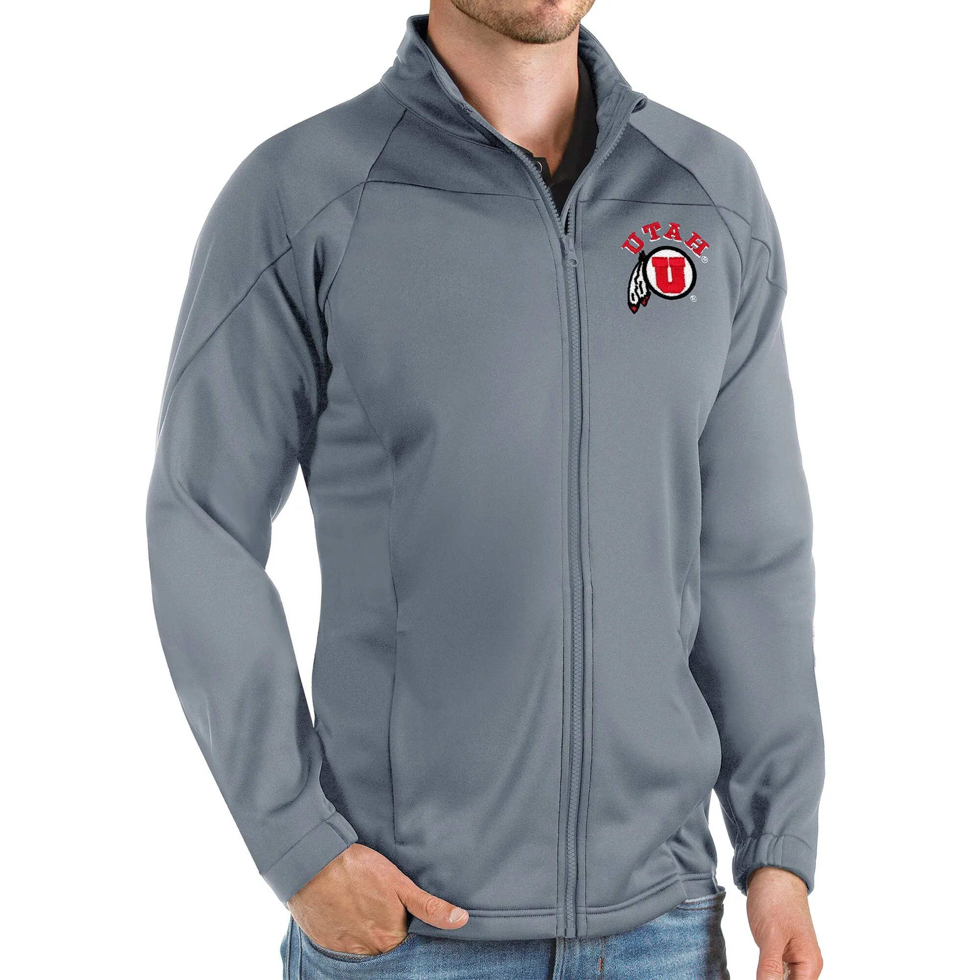 Antigua Utah Utes Steel Links Full-Zip Golf Jacket