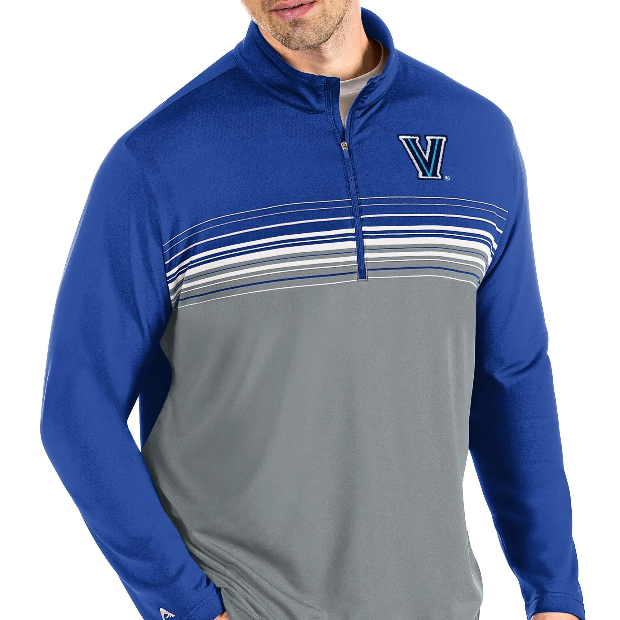 Antigua Villanova Wildcats Royal/Gray Pace Quarter-Zip Pullover Jacket