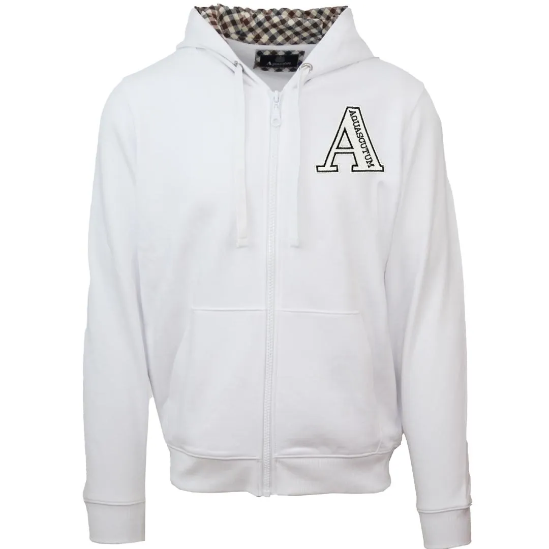 Aquascutum Classic Large A Logo White Zip Up Hoodie