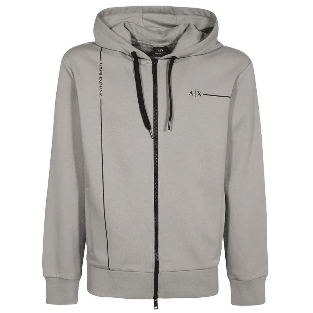 Armani Exchange Sport Strip Zip Up Grey Hoodie | Menswear Online