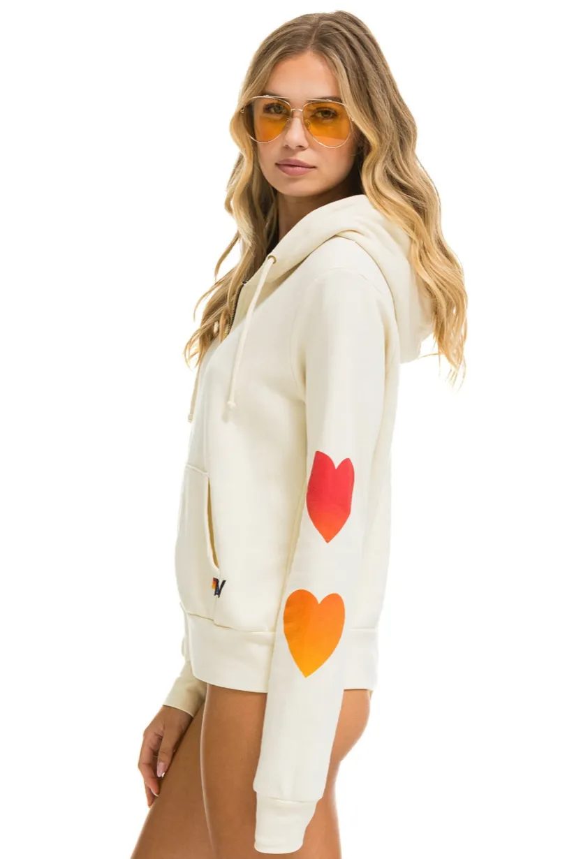 AVIATOR NATION HEART FADE 4 ZIP HOODIE - VINTAGE WHITE