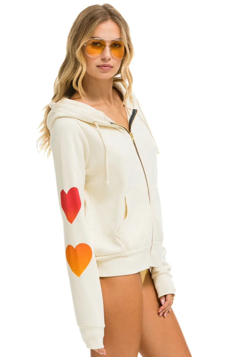 AVIATOR NATION HEART FADE 4 ZIP HOODIE - VINTAGE WHITE