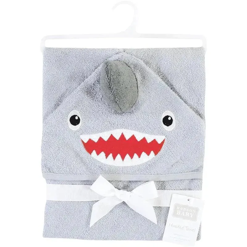 Baby Vision - Hudson Baby Unisex Baby Cotton Animal Face Hooded Towel, Shark