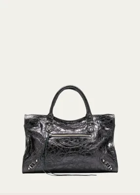 Balenciaga Le City Medium Metallic Leather Top-Handle Bag