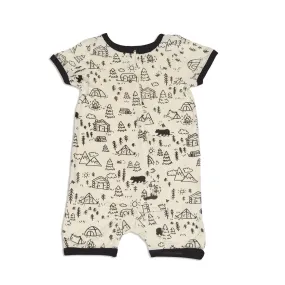 Bamboo Short Sleeve Zippy Romper (Doodle Camp Print)