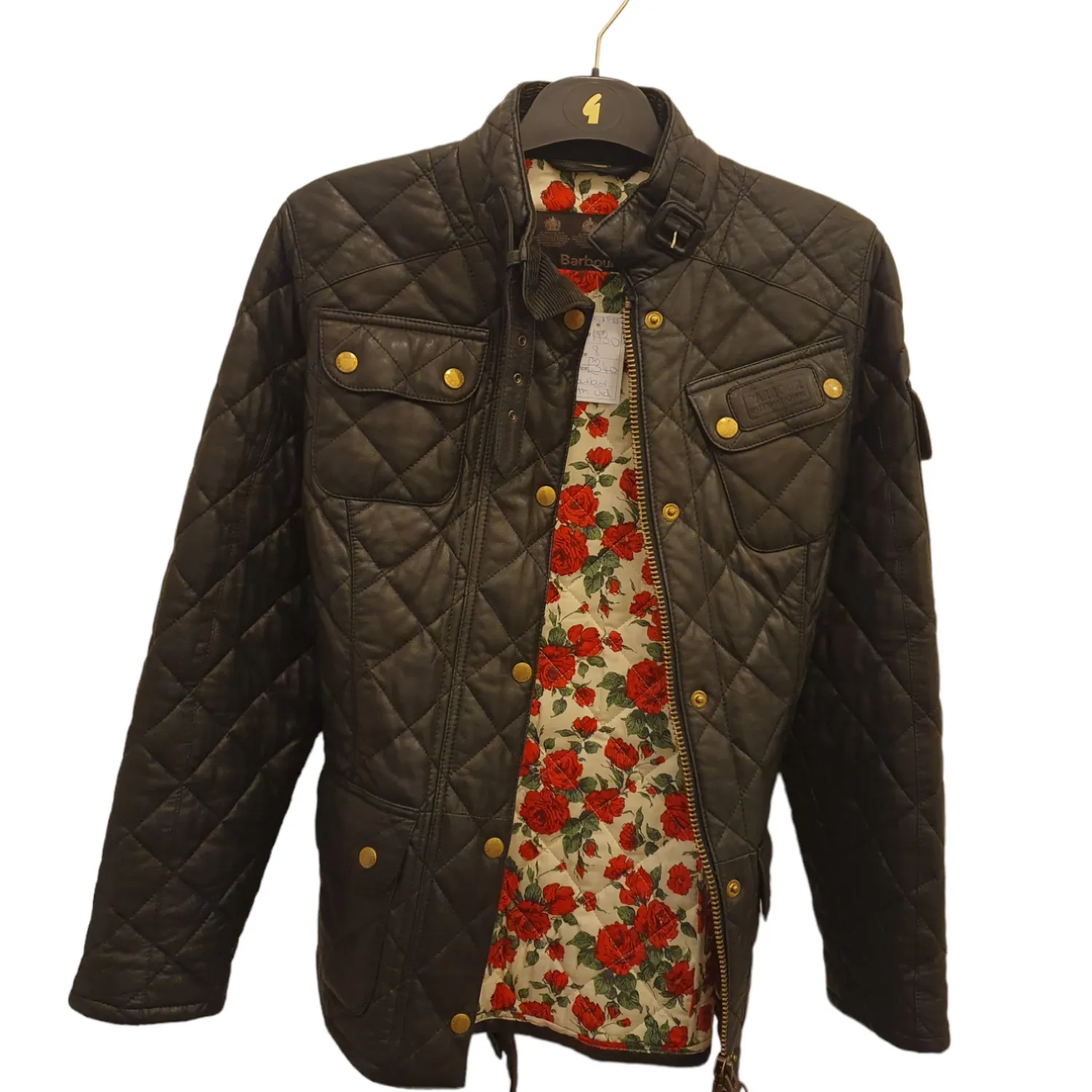 Barbour 'limited edition' black leather quilted jacket, with Liberty L