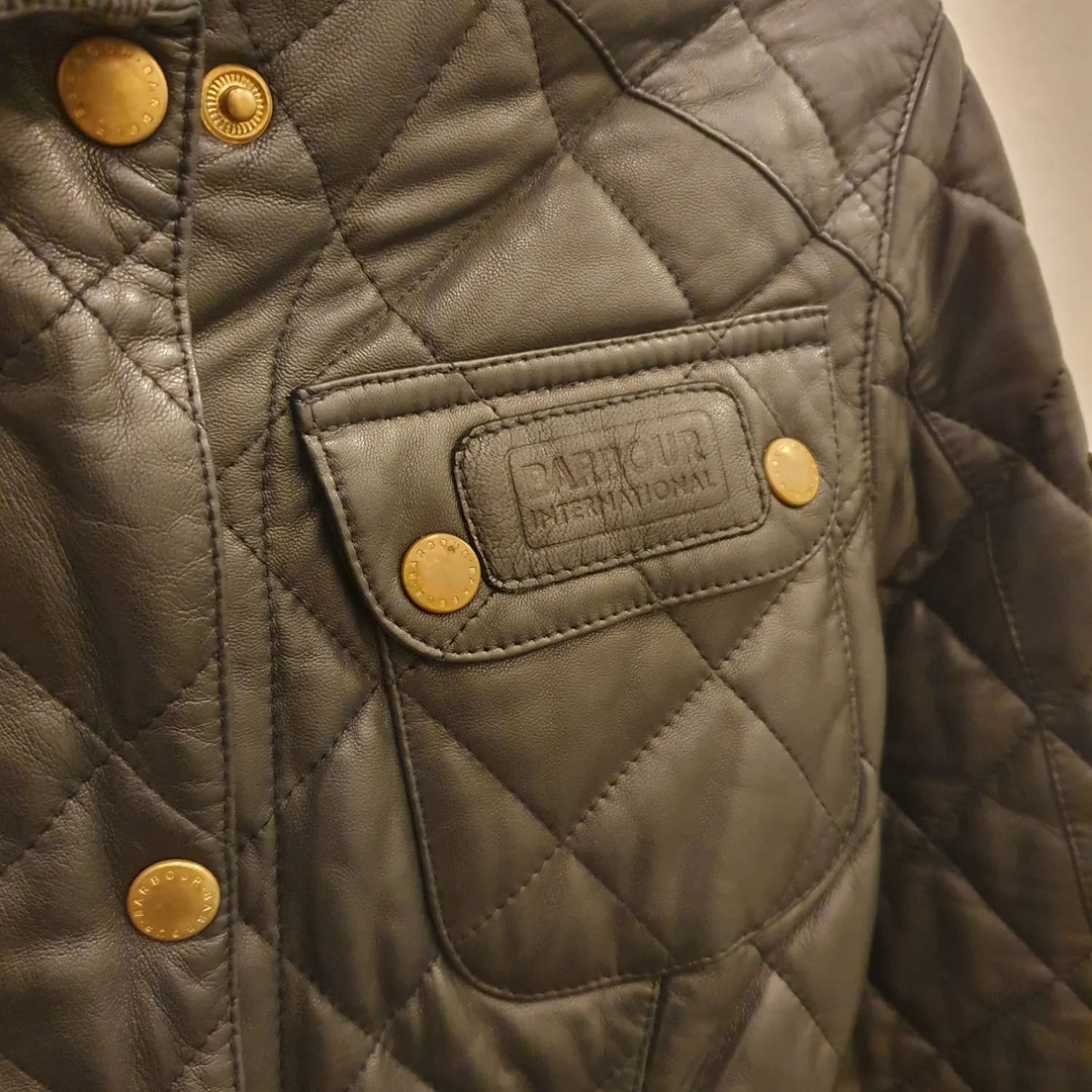 Barbour 'limited edition' black leather quilted jacket, with Liberty L