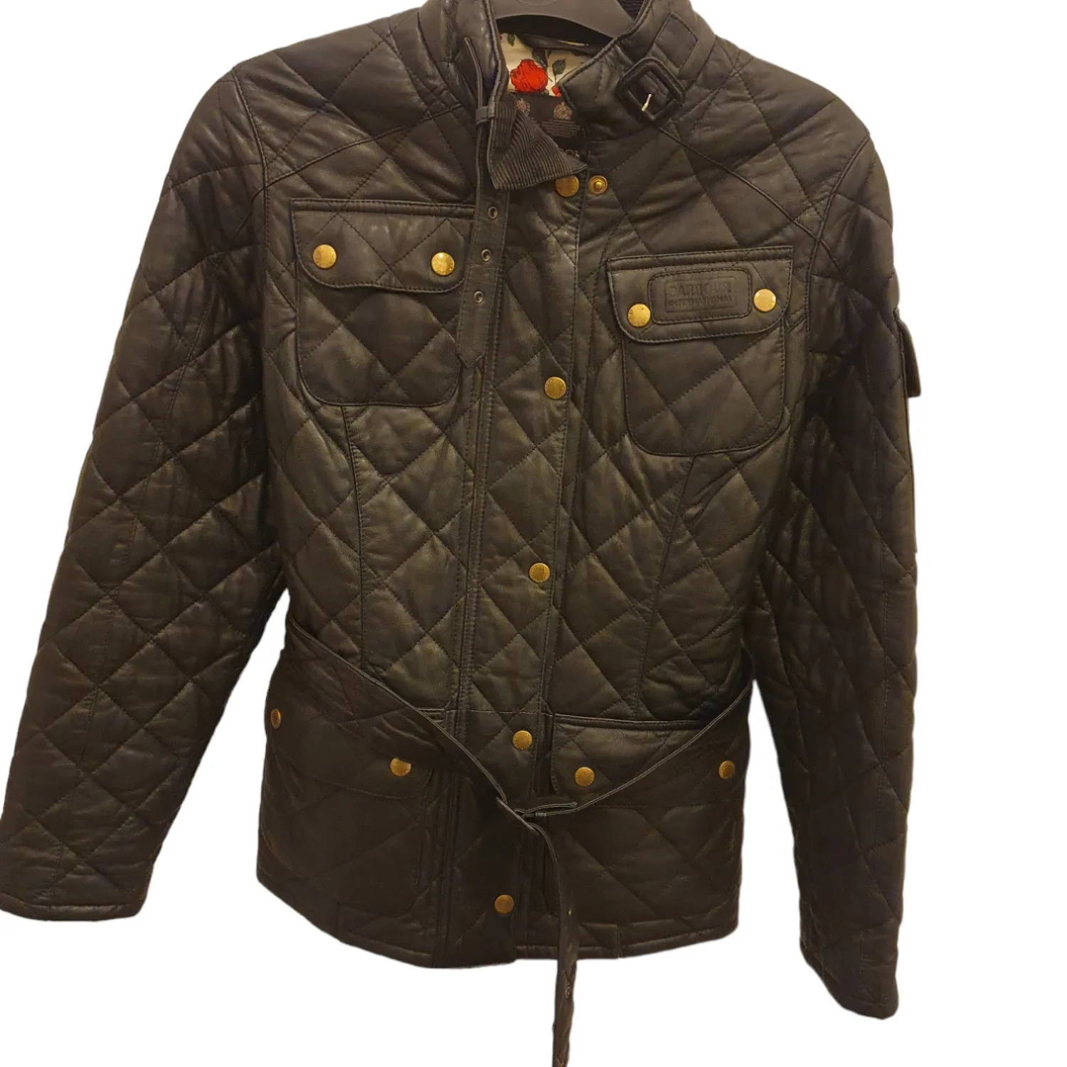 Barbour 'limited edition' black leather quilted jacket, with Liberty L