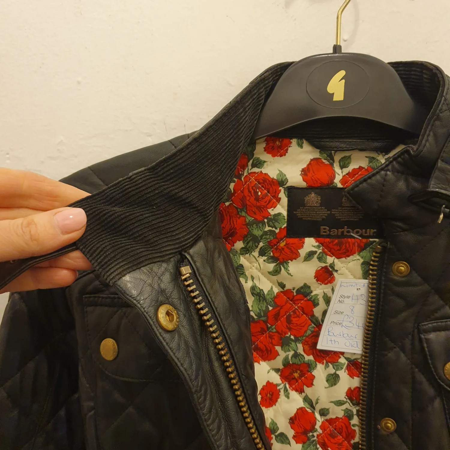 Barbour 'limited edition' black leather quilted jacket, with Liberty L