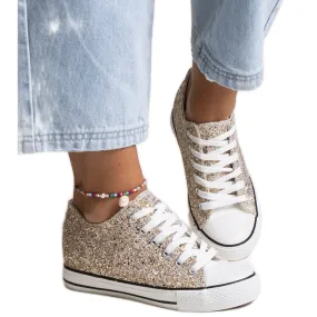 Bez marki Gold shiny Jadwa high-top sneakers golden