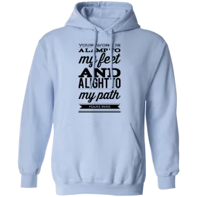 Bible Verse Men G185 Pullover Hoodie 8 oz. - Your Word Is Light To My Path ~Psalm 119:105~ Design 15