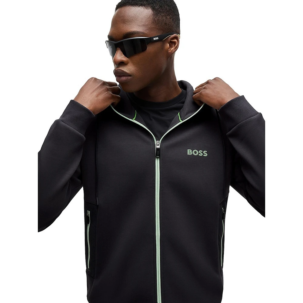 BOSS Saggy Zip-Up Hoodie With 3D-Moulded Logo