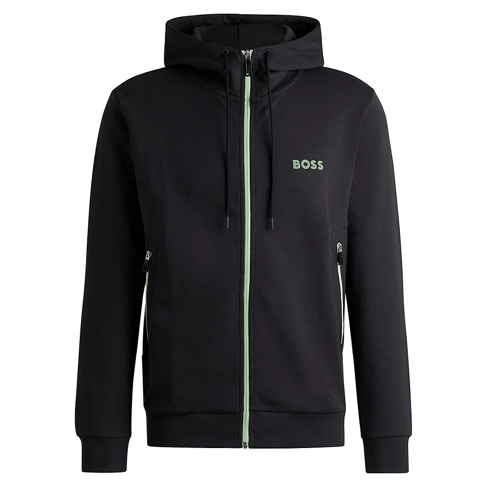 BOSS Saggy Zip-Up Hoodie With 3D-Moulded Logo