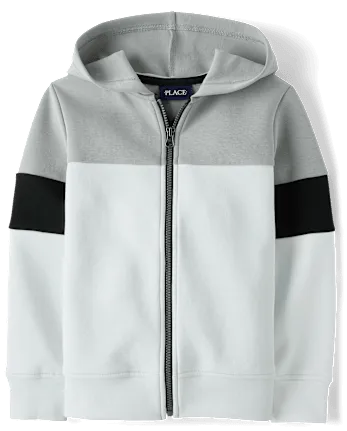 Boys Colorblock Scuba Zip Up Hoodie