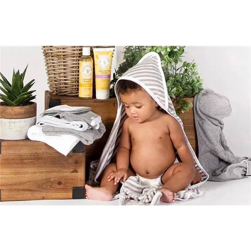 Burt's Bees - Set Of 2 Hooded Towel 100% Organic Cotton, Blossom, One Size