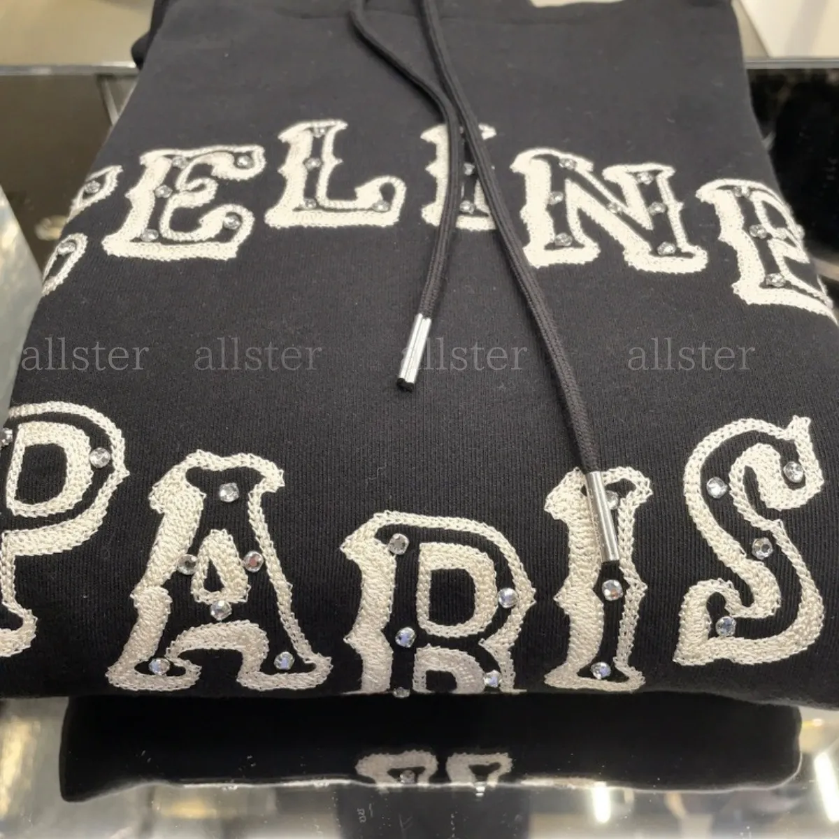 CELINE  |celine loose embroidered hoodie in cotton fleece