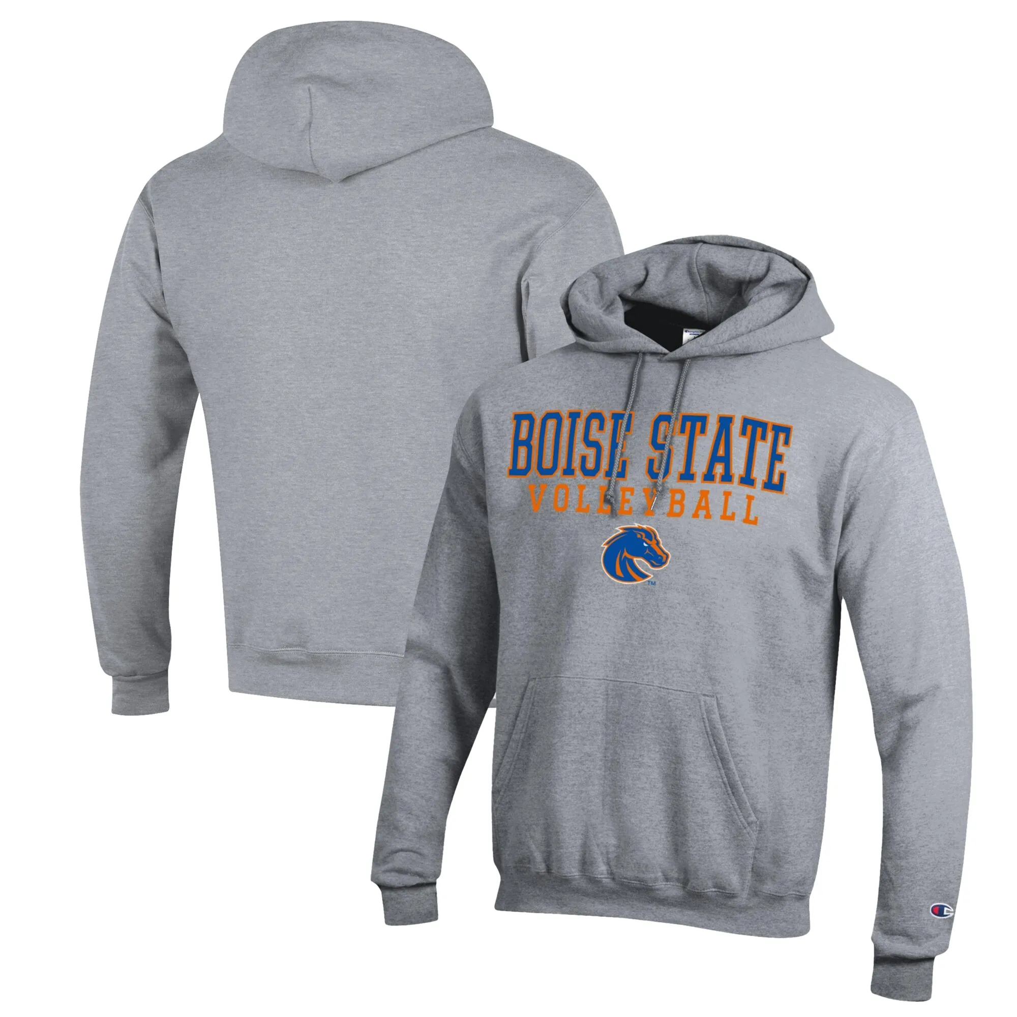 Champion Boise State Broncos Heather Gray Stack Logo Volleyball Powerblend Pullover Hoodie