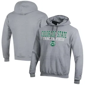 Champion  Colorado State Rams Gray Track & Field Stack Powerblend Pullover Hoodie