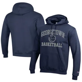 Champion  Georgetown Hoyas Navy Icon Logo Basketball Eco Powerblend Pullover Hoodie