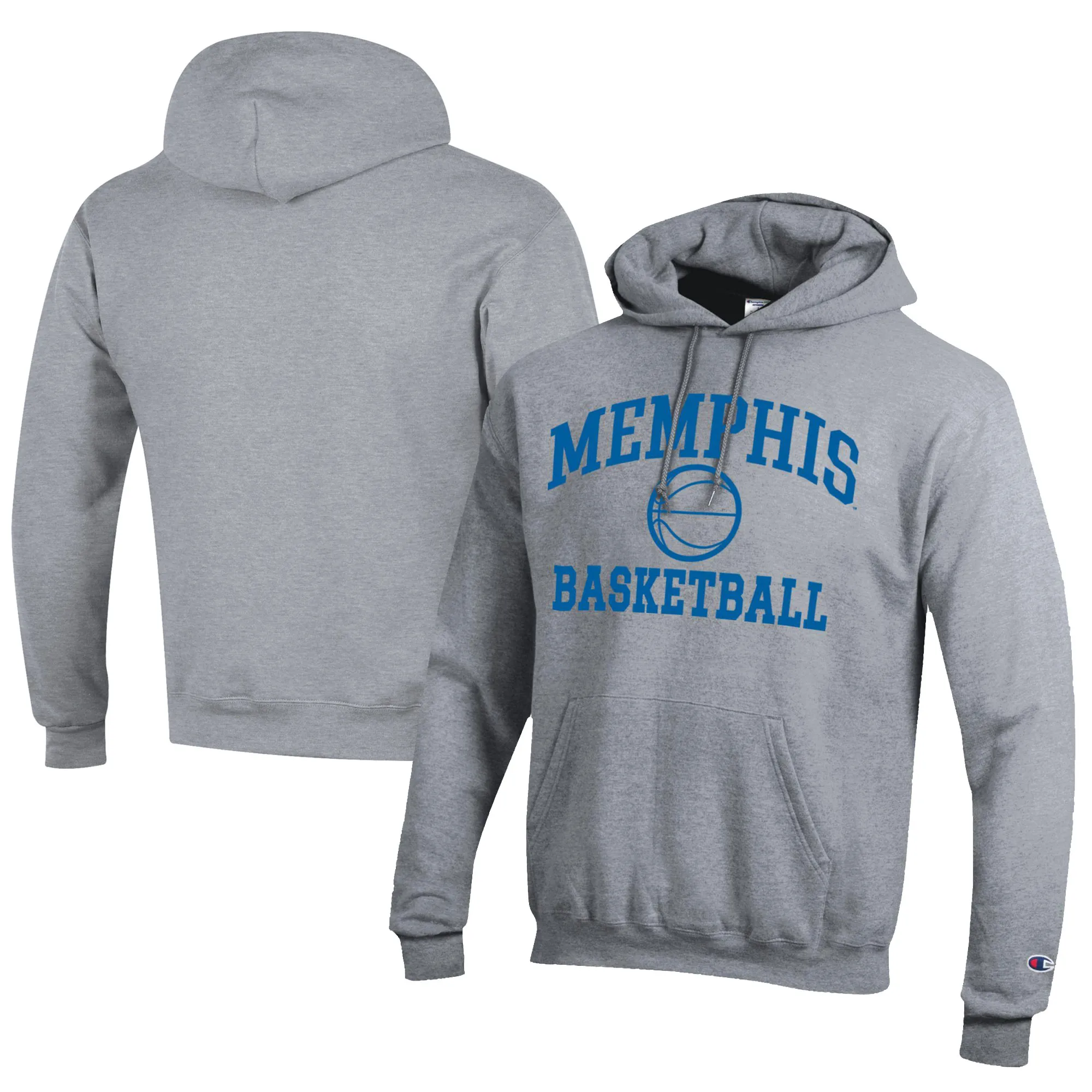 Champion  Memphis Tigers Gray Icon Logo Basketball Eco Powerblend Pullover Hoodie