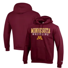 Champion Minnesota Golden Gophers Maroon Wrestling Stack Logo Powerblend Pullover Hoodie