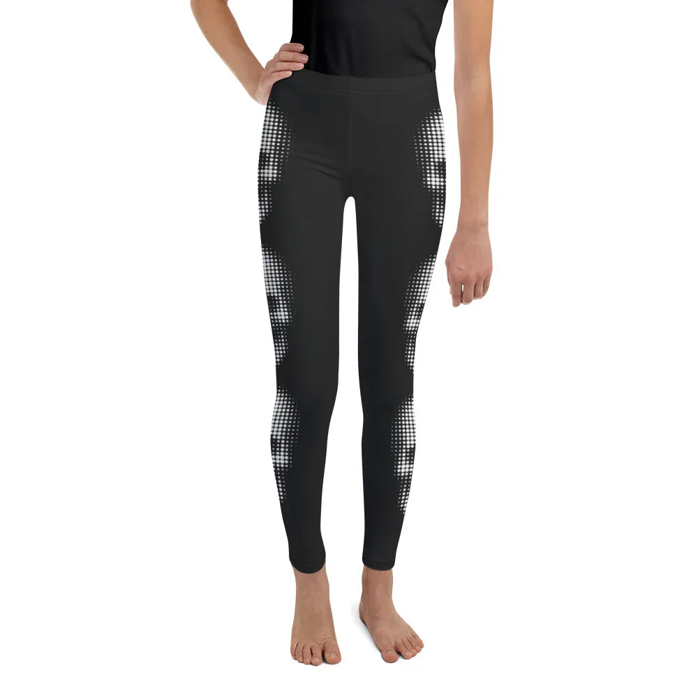 Charcoal Halftone Skull Youth Leggings