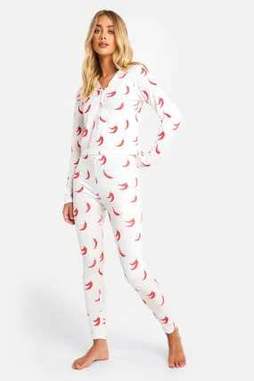 Chilli Print Ribbed Leggings Pyjama Set