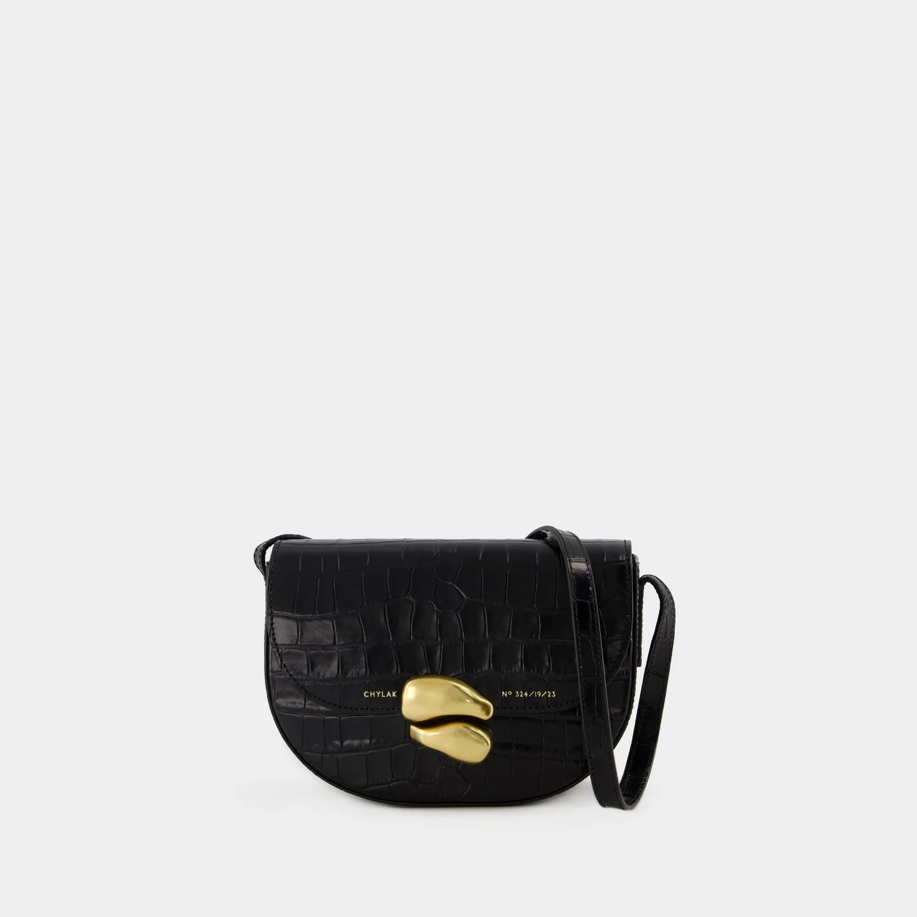 Chylak  Saddle Bag - Chylak - Leather - Glossy Black Crocodile