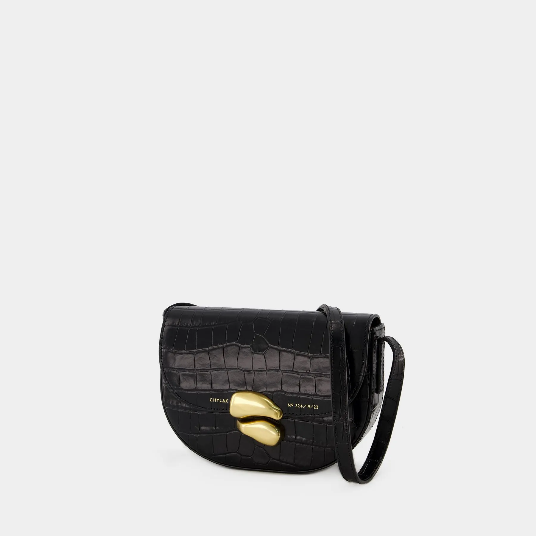 Chylak  Saddle Bag - Chylak - Leather - Glossy Black Crocodile