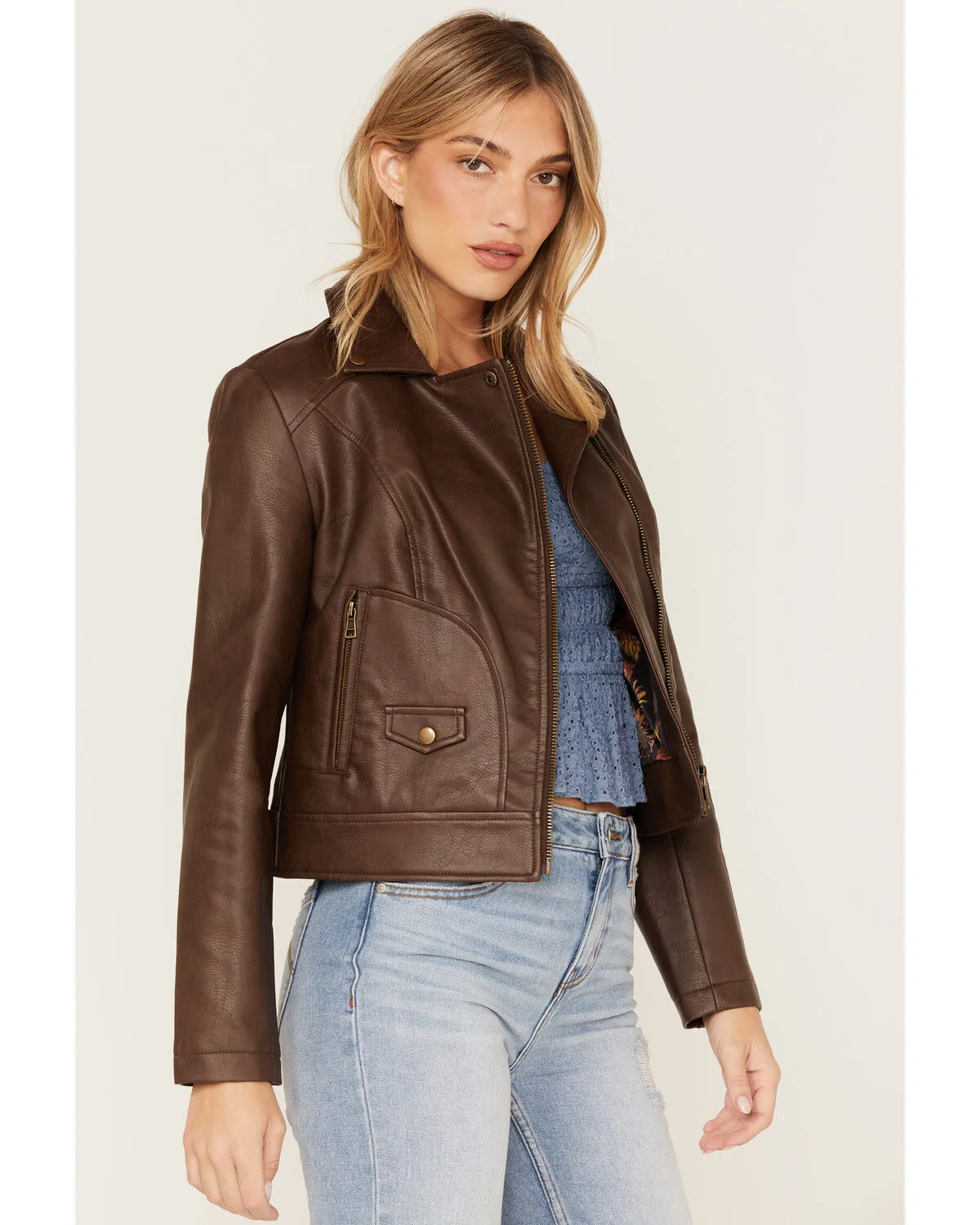 Cleo + Wolf Women's Faux Leather Moto Jacket