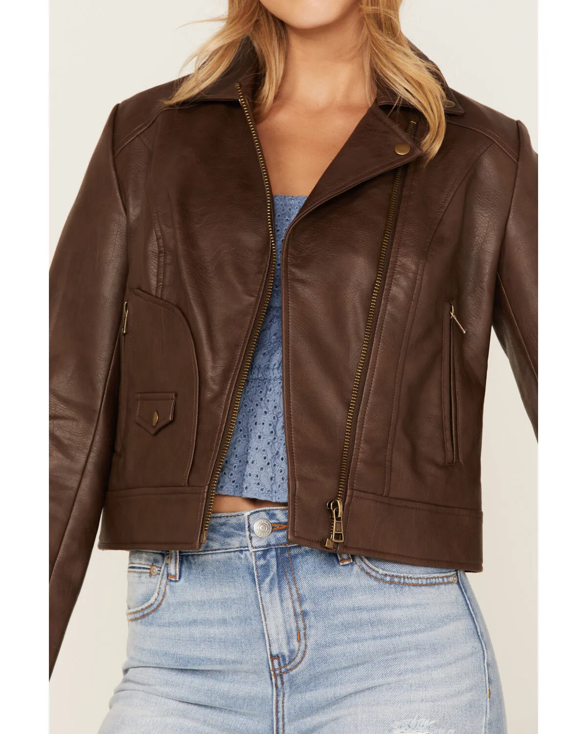 Cleo + Wolf Women's Faux Leather Moto Jacket