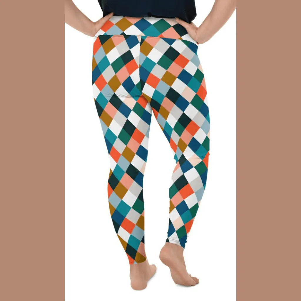 Colorful Rhombus Pattern Plus Size Leggings