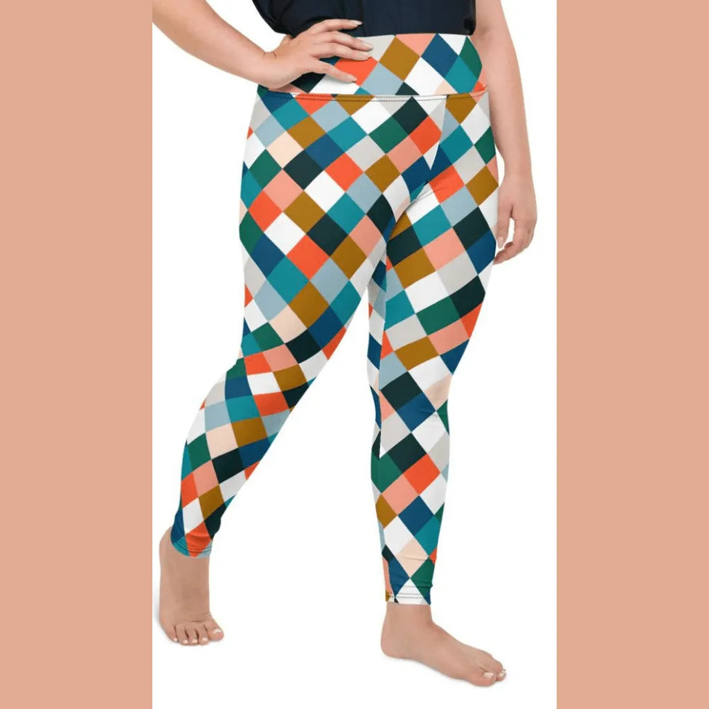 Colorful Rhombus Pattern Plus Size Leggings