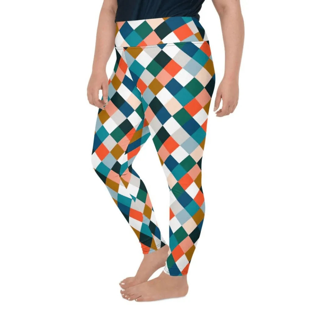 Colorful Rhombus Pattern Plus Size Leggings