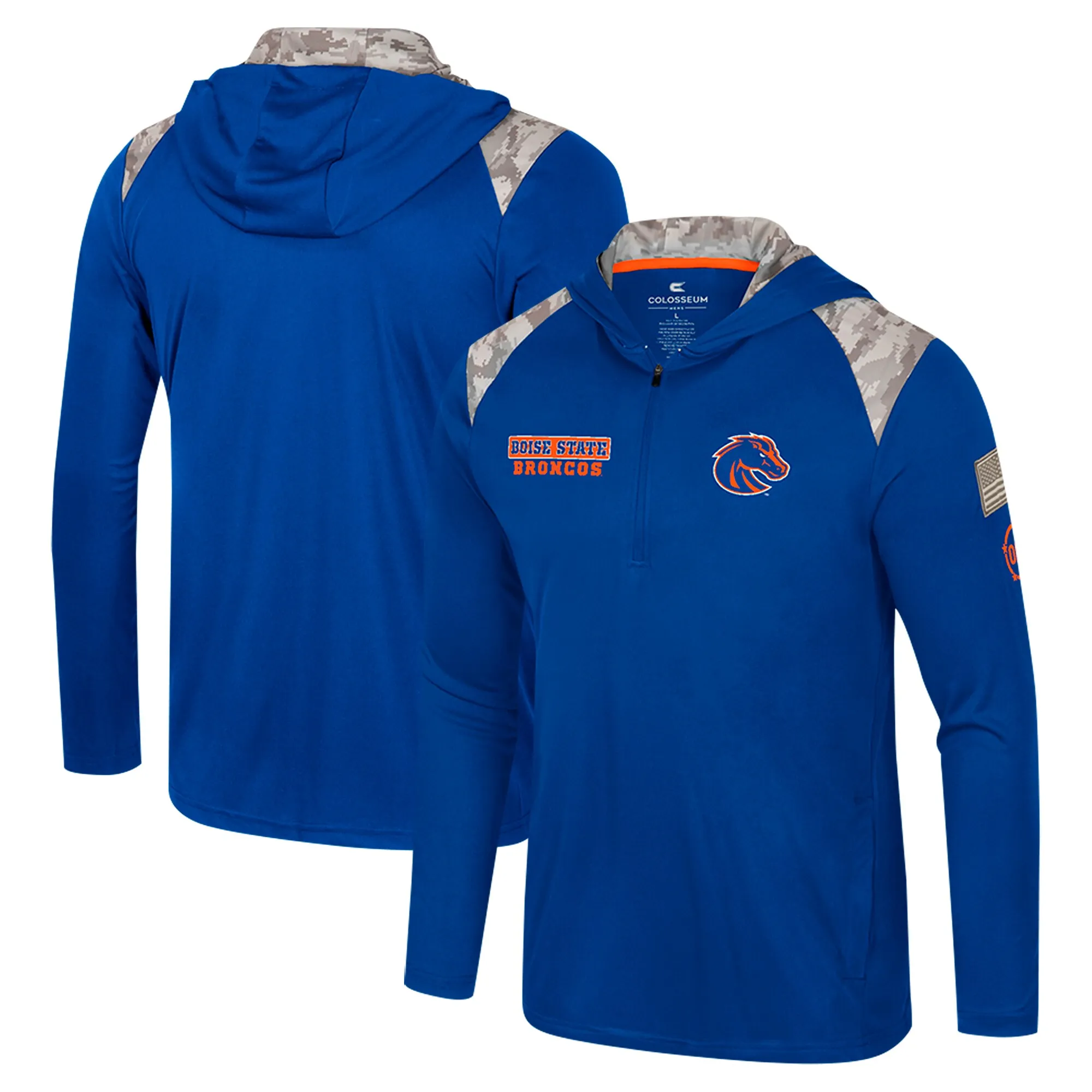 Colosseum Boise State Broncos Royal OHT Military Appreciation Quarter-Zip Hoodie Jacket